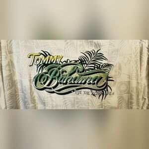 Tommy Bahama Cream and Green Casual Button Down Shirt